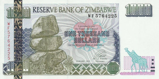 Zimbabwé - 1000 Dolares 2003 (# 12b)