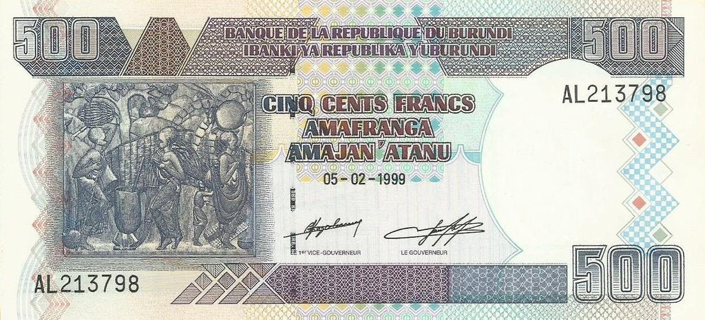 Burundi - 500 Francos 1999 (# 38b)