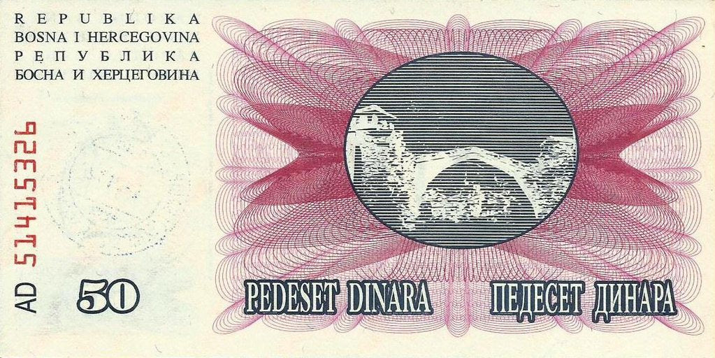 Bosnia Herzegovina - 50000 Dinara 1993 (# 55e)