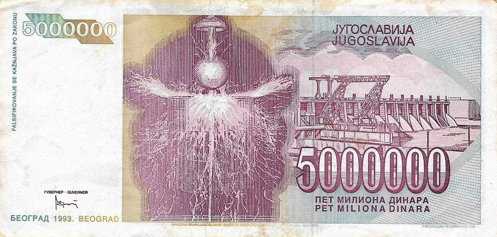 Jugoslavia - 5000000 Dinara 1993 (# 121)