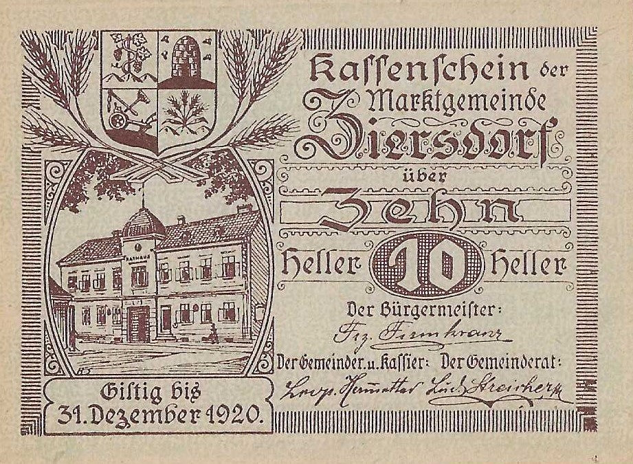 Austria - 10 Heller 1920 (# NL) Ziersdorf