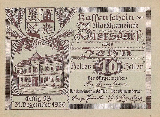 Austria - 10 Heller 1920 (# NL) Ziersdorf