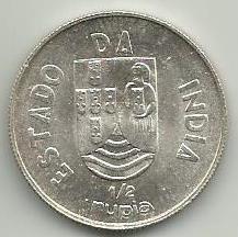 Ìndia Portuguesa - 1/2 Rupia 1936 (Km# 23)