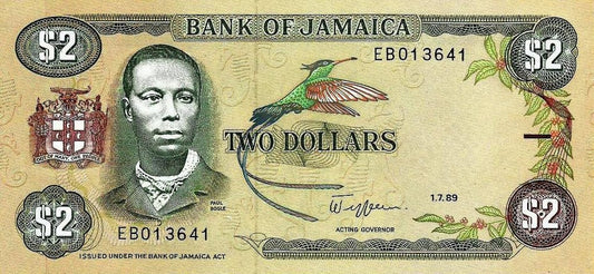 Jamaica - 2 Dolares 1989 (# 69c)