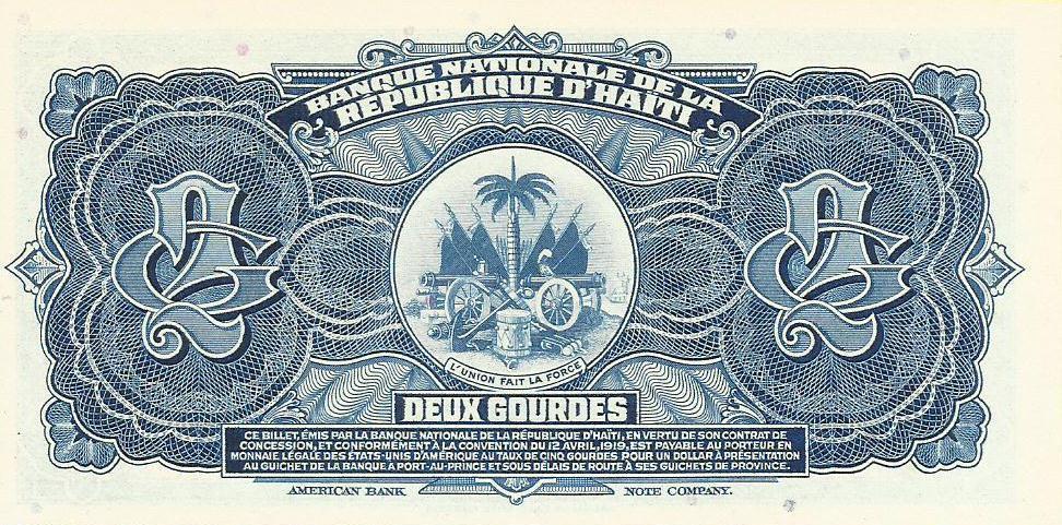 Haiti - 2 Gourdes 1919 (# 201)