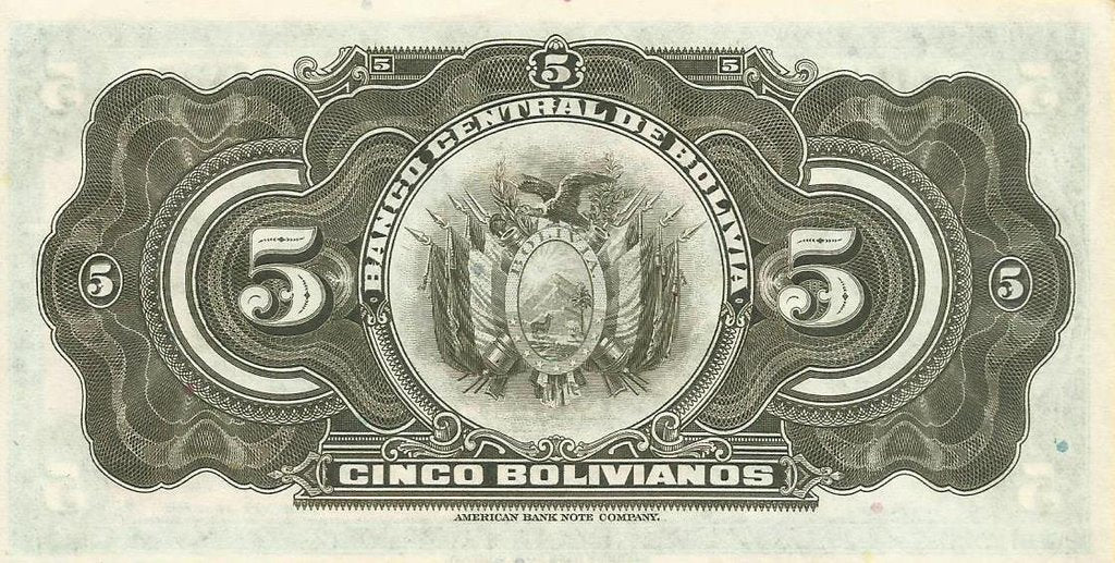 Bolivia - 5 Bolivianos 1928 (# 120a)