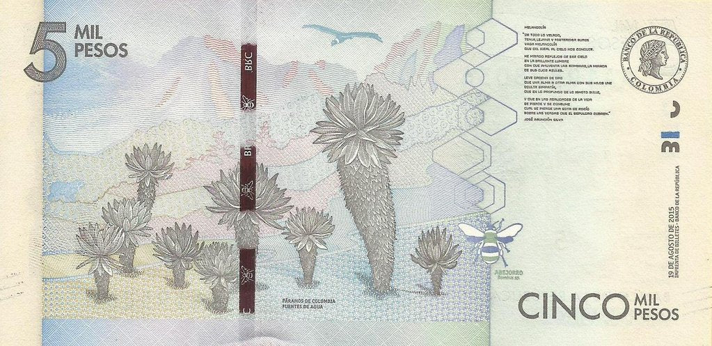 Colombia - 5000 Pesos 2015 (# 459a)