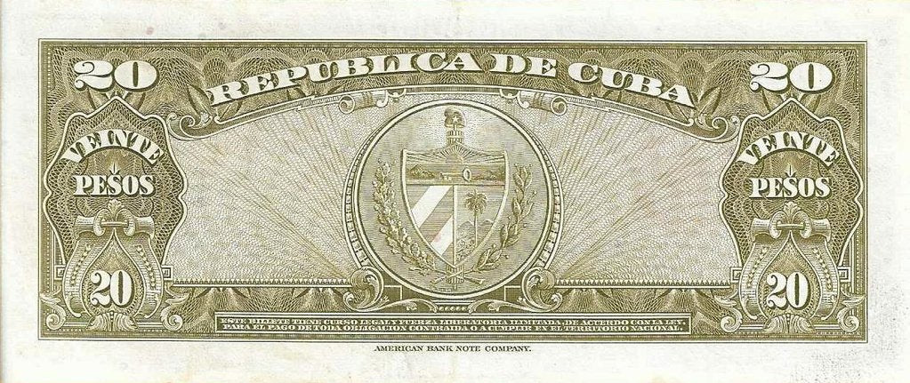 Cuba - 20 Pesos 1958 (# 80b)