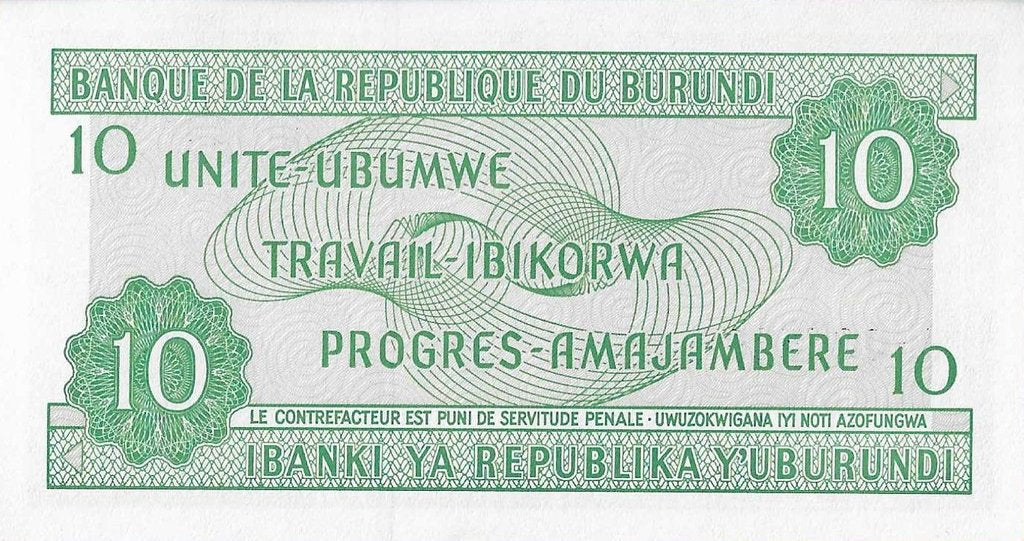 Burundi - 10 Francos 2001 (# 33d)