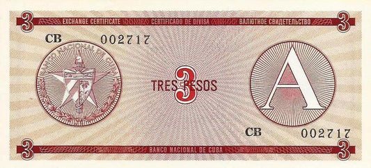 Cuba - 3 Pesos 1985 (# Fx2)