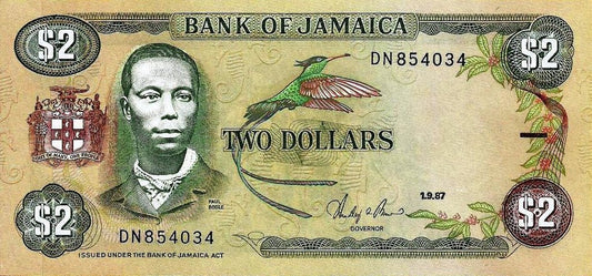 Jamaica - 2 Dolares 1987 (# 69b)