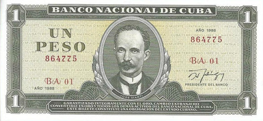 Cuba - 1 Peso 1988 (# 102d)