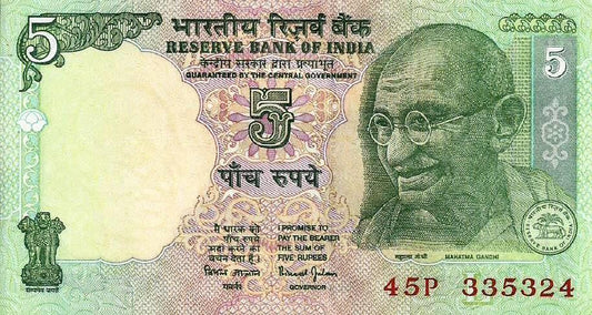 India - 5 Rupias 2002/08 (# 88a)