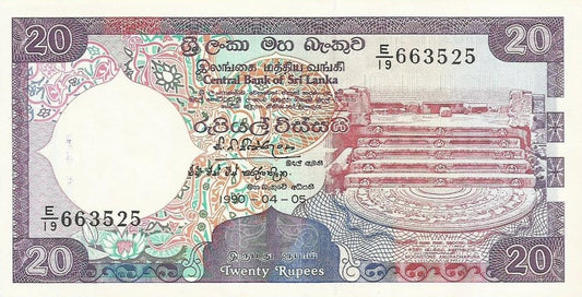 Sri Lanka - 20 Rupias 1990 (# 97c)