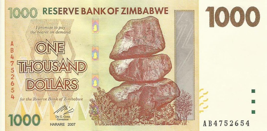 Zimbabwé - 1000 Dolares 2007 (# 71)