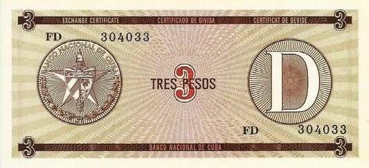 Cuba - 3 Pesos ND (# Fx34)