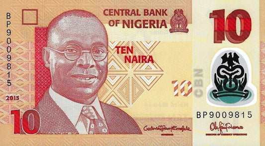 Nigeria - 10 Naira 2015 (# 39f)