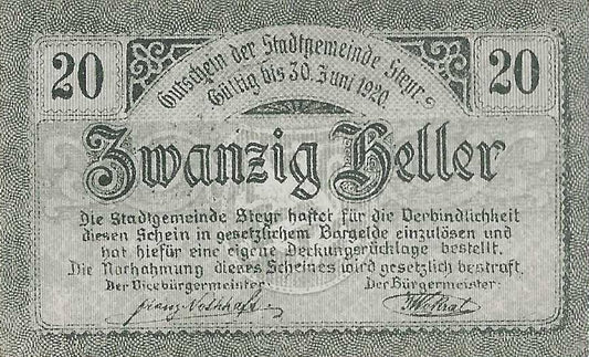 Austria - 20 Heller 1919 (# NL) Steyr