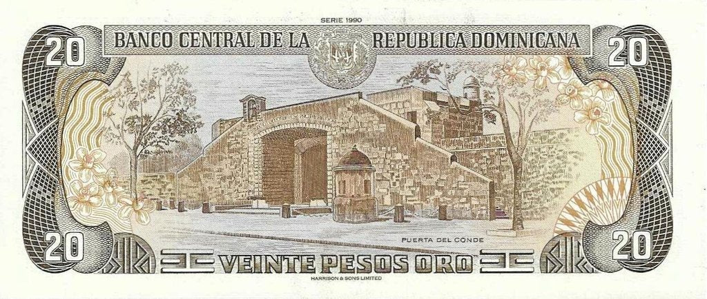 Rep. Dominicana - 20 Pesos 1990 (# 133)