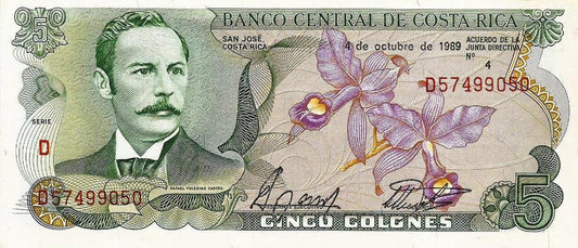 Costa Rica - 5 Colones 1989 (# 236d)