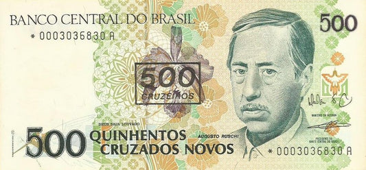 Brasil - 500 Cruzeiros 1990 (# 226b) Substituição