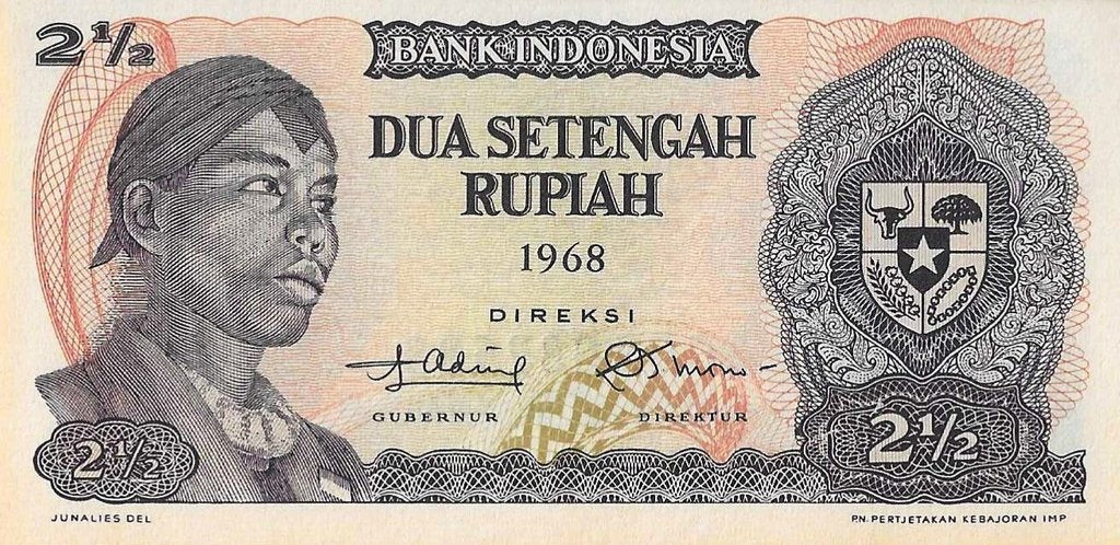 Indonesia - 2 1/2 Rupias 1968 (# 105)