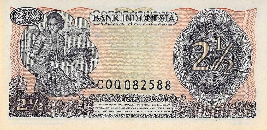 Indonesia - 2 1/2 Rupias 1968 (# 105)