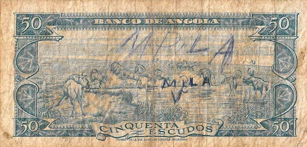 Angola - 50$00 1962 (# 93) Com Grafitti