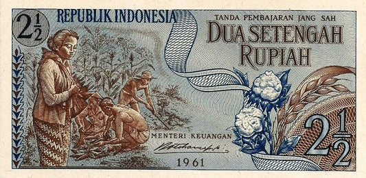 Indonesia - 2 1/2 Rupias 1961 (# 79)