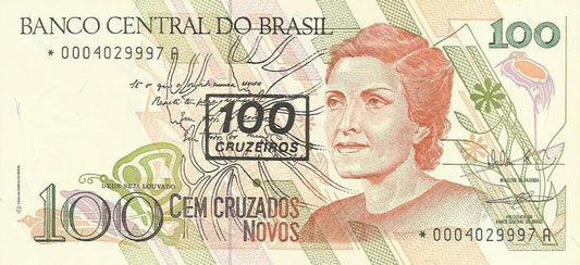 Brasil - 100 Cruzeiros 1990 (# 224b) Substituição