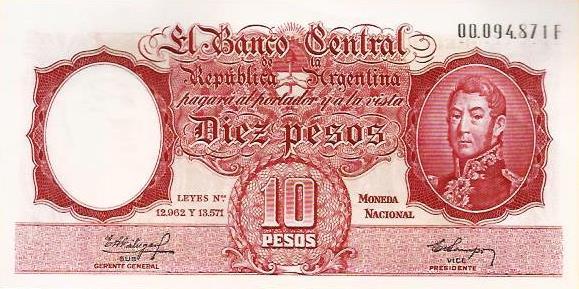 Argentina - 10 Pesos 1959 (# 270b)