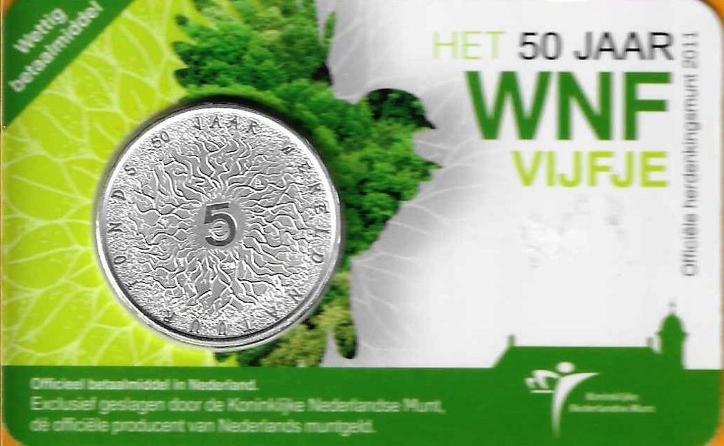 Holanda - 5 Euro 2011 (Km# 306) 50º Anivº WWF