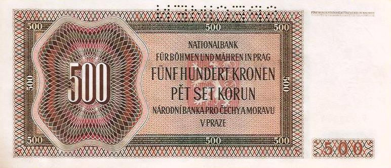 Bohemia Moravia - 500 Kronen 1942 (# 12s)