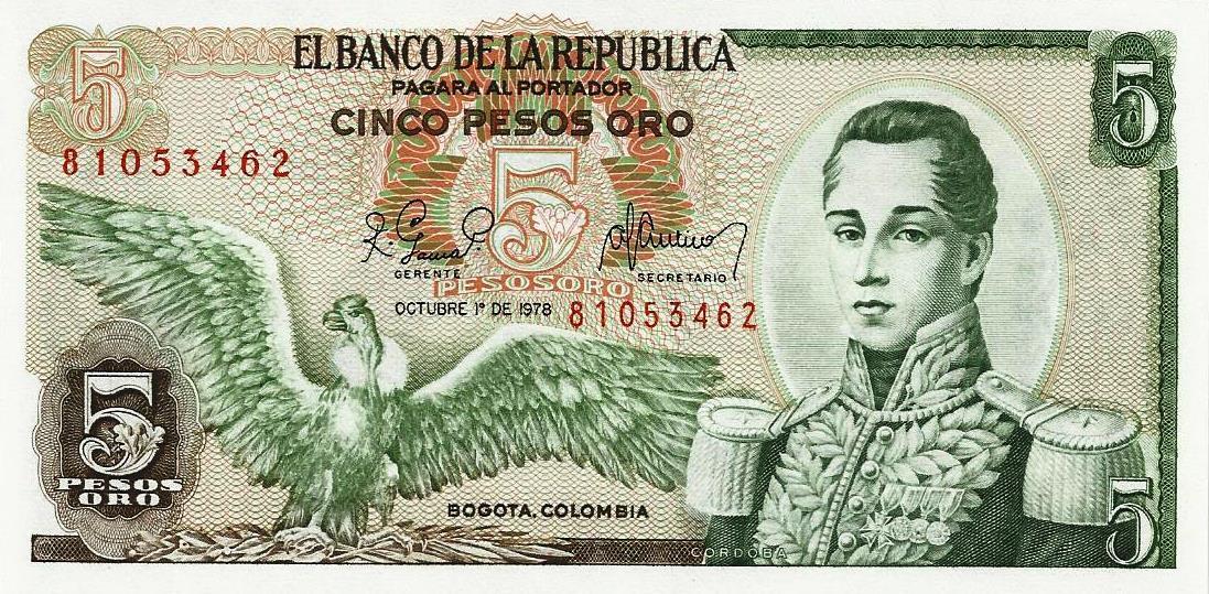 Colombia - 5 Pesos 1978 (# 406f)