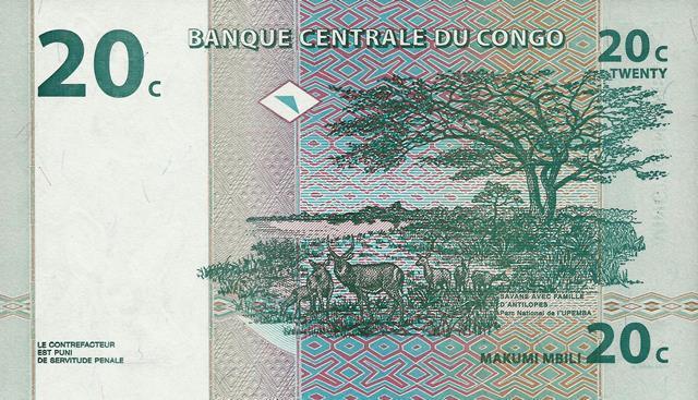 Congo - 20 Centimos 1997 (# 83a)