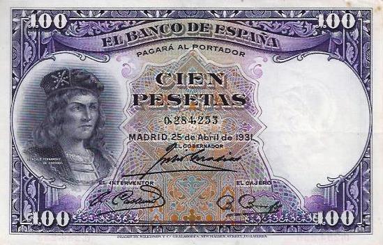 Espanha - 100 Pesetas 1931 (# 83)