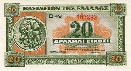 Grecia - 20 Dracmas 1940 (# 315)