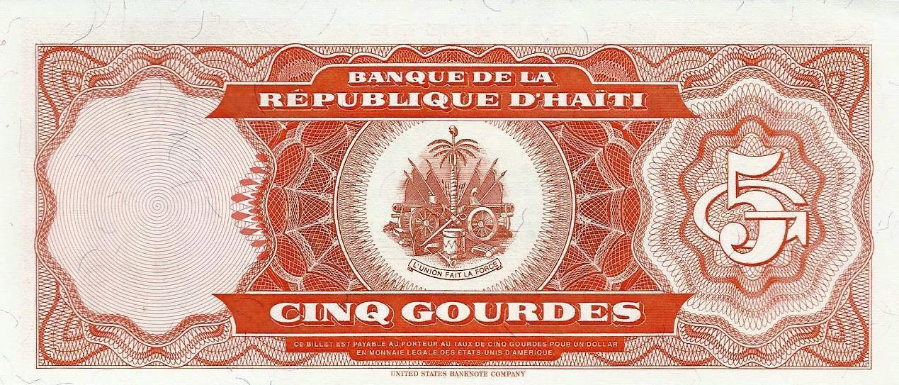 Haiti - 5 Gourdes 1989 (# 255)