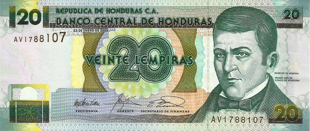 Honduras - 20 Lempiras 2003 (# 87b)