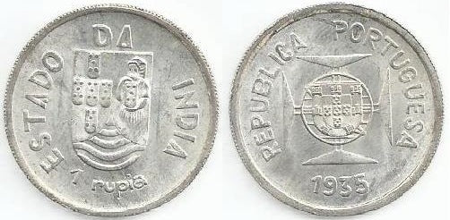 Ìndia Portuguesa - 1 Rupia 1935 (Km# 22)