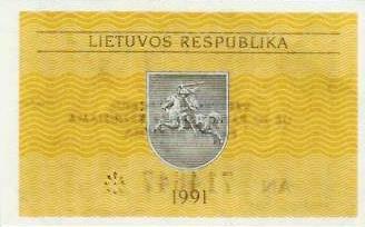 Lituania - 0,10 Talonas 1991 (# 29b)