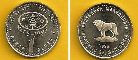 Macedonia - 1 Denar 1995 (Km# 5)