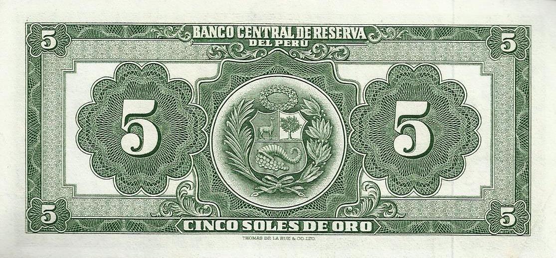 Peru - 5 Soles Ouro 1966 (# 83a)