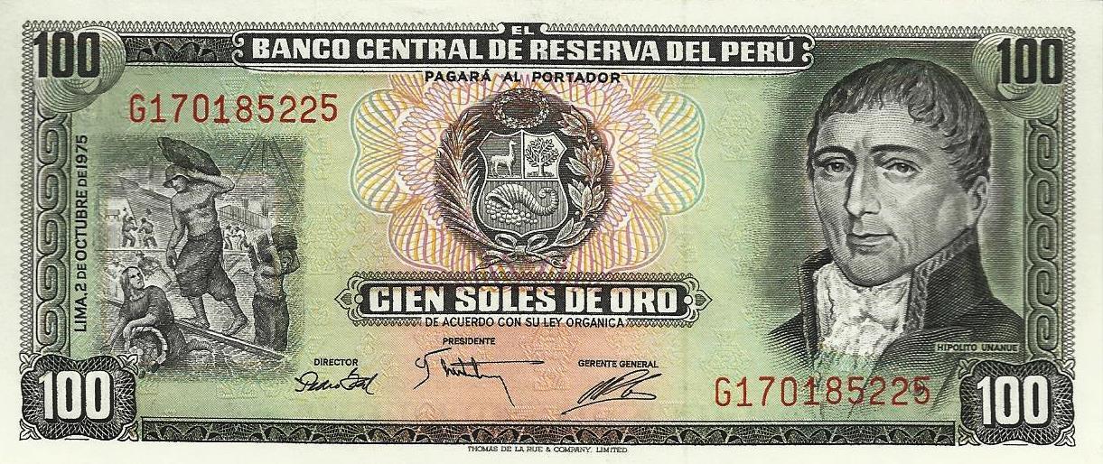 Peru - 100 Soles Ouro 1975 (# 108)