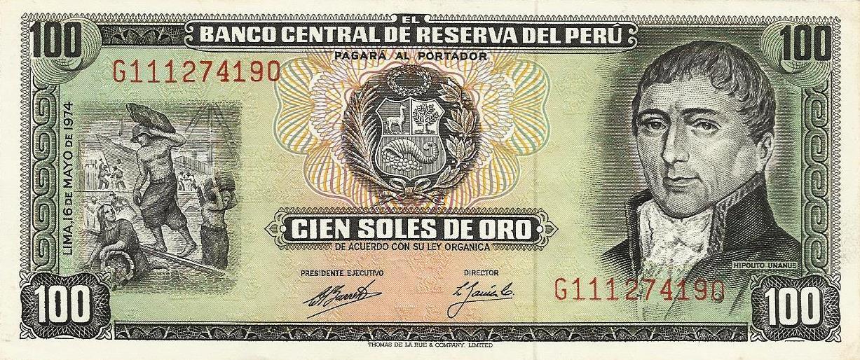 Peru - 100 Soles Ouro 1974 (# 102c)