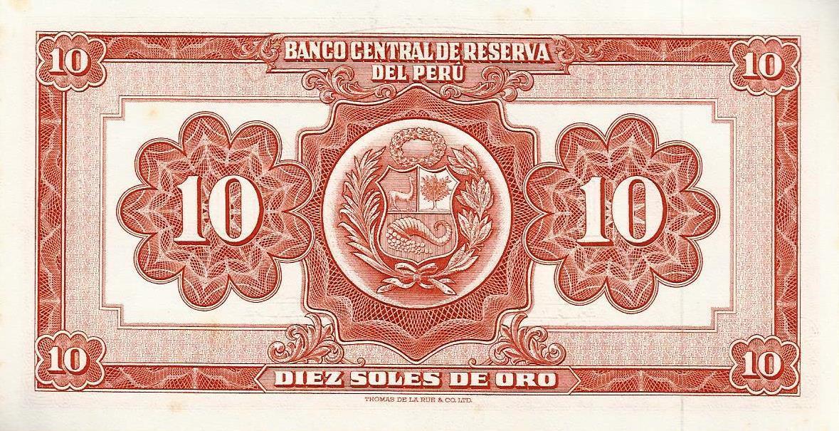 Peru - 10 Soles Ouro 1966 (# 84a)