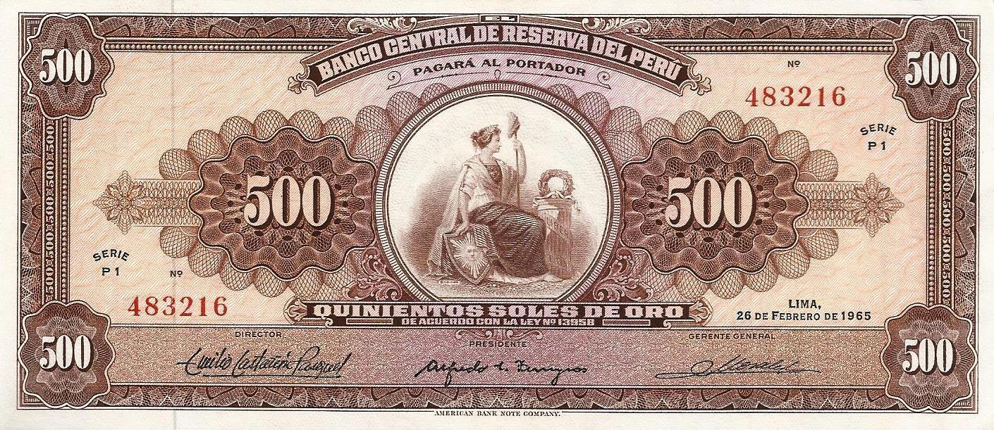 Peru - 500 Soles Ouro 1965 (# 91)