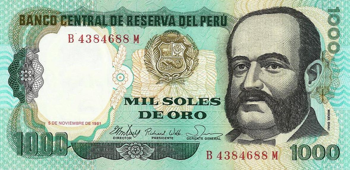 Peru - 1000 Soles Ouro 1981 (# 122a)