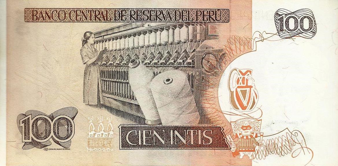 Peru - 100 Intis 1985 (# 132a)