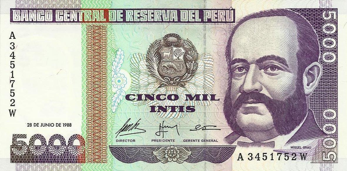 Peru - 5000 Intis 1988 (# 137)